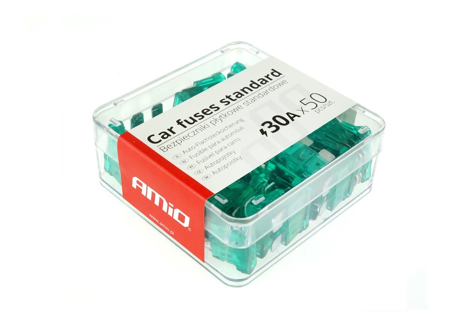 Bezpieczniki samochodowe płytkowe STANDARD 30A pudełko 50 szt.