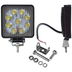 Lampa robocza 9 LED 27W 9-32V, dł.11 cm, wys.11 cm, gł.3 cm