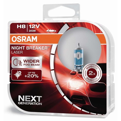 Żarówki H8 Osram Night Breaker Laser+150% duo box (2szt.)