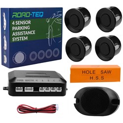 Czujnik parkowania, 4 sensory czarne fi 22mm, z sygnałem dźwiękowym