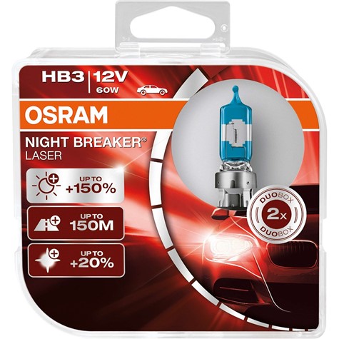 Żarówki HB3 Osram Night Breaker Laser+150% 12V duo box (2szt.)