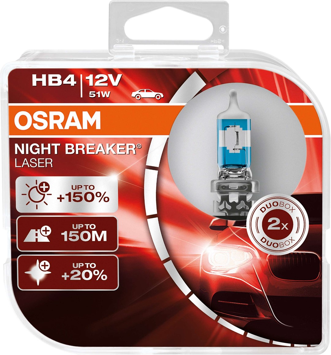 Żarówki HB4 Osram Night Breaker Laser+150% 12V duo box (2szt.)